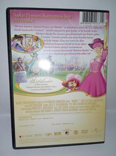 Dvd Barbie ve üç silahşörler Barbie and the three musketeers. Orijinal. Türkçe dublaj. Çalışmasını etkilemeyen çizikler var, sorunsuz çalışıyor. Koleksiyonluk