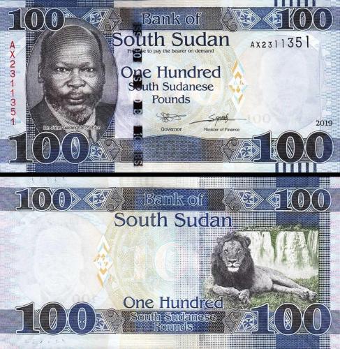 GÜNEY SUDAN 100 POUND 2019, P#15d, ÇİL, ESKİ YABANCI KAĞIT PARA