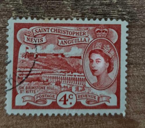 İngiliz Sömürgesi St Christopher and Nevis and Anguilla Adaları 1953_ damgalı