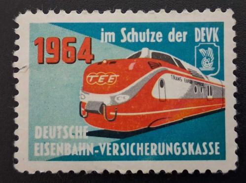 Philately :  1964 im Schutze der DVEK. DEUTSCHE EISENBAHN - VERSICHERUNGSKASSE. Stamp ( Alman Pulu )