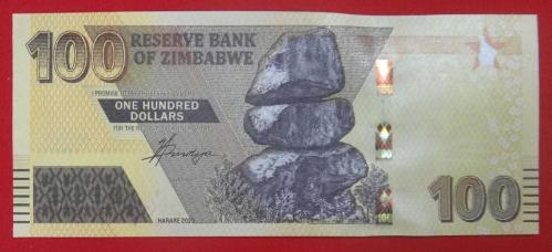 ZİMBABWE=2020  100 Dollars P-106  ÇİL'