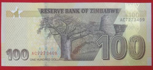 ZİMBABWE=2020  100 Dollars P-106  ÇİL'
