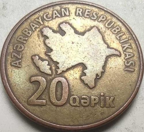 Azerbaycan 20 Kapik 2006 - Azerbaycan Haritalı ve Merdiven-Geometri Temalı, Modern Dönem Pirinç Koleksiyon Para