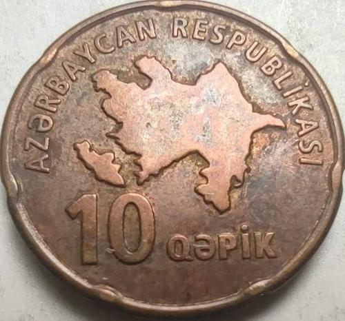 Azerbaycan 10 Kapik (2006) - Tarihi Kask ve Milli Motifli, Azerbaycan Haritalı Bakır Kaplama Koleksiyon Para