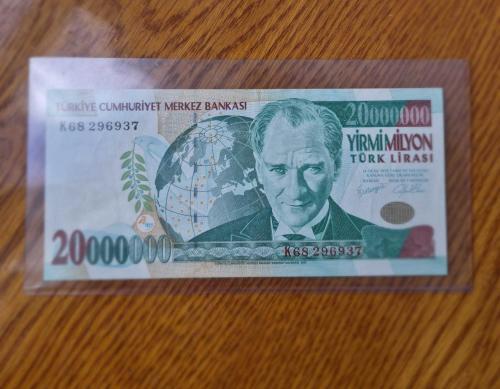 20000000 Türk Lirası 7 Emisyon  Yirmi Milyon  TL Çok Çok ++Temiz  Kondisyon