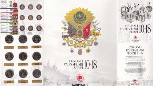 Koleksiyon Ürünü Osmanlı Padişahları Bimetal Hatıra Para Serisi 10-18 orijinal portföyünde