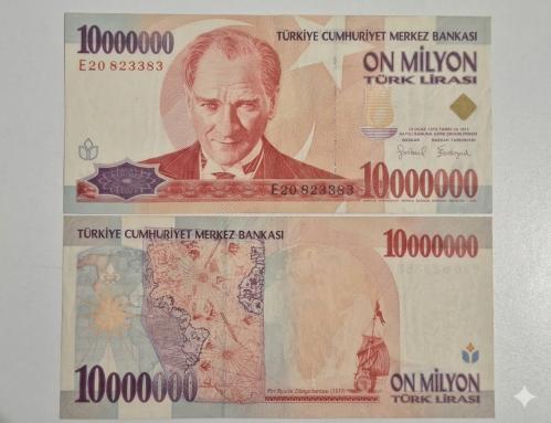 10000000 Türk Lirası 7 Emisyon  On Milyon  TL Çok Çok ++Temiz  Kondisyon