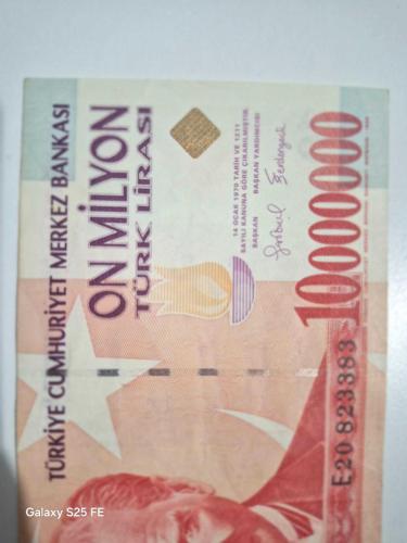 10000000 Türk Lirası 7 Emisyon  On Milyon  TL Çok Çok ++Temiz  Kondisyon