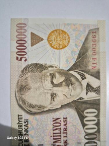 5000000 Türk Lirası 7 Emisyon  Beş Milyon  TL Çil Altı  Kondisyon