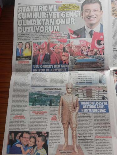 Posta Gazetesi - Turkish Newspaper - 10 Kasım 2017 - Atam biz seni unutmak için sevmedik - Atatürk'ü ölümünün 79. Yılında özlemle anıyoruz - Türk milletine nasip olmuş en büyük dahi yazan Candaş Tolga Işık - Beylikdüzü belediye başkanı Ekrem İmamoğlu Atatürk ve cumhuriyet genci olmaktan onur duyuyorum röportaj -  DEAŞ'a 10 Kasım operasyonu - Recep Tayyip Erdoğan cam filmi yasağı yanlış - Türkiye İş Bankası Atatürk anması tam sayfa - KİPA Migros Atatürk'ü saygıyla anıyoruz - Işık Üniversitesi Atatürk'ü anıyor - Cem Yılmaz oğlum Aleyna Tilki'nin telefonunu istiyor - Recep Tayyip Erdoğan FETÖ'cüleri kastederek neredesiniz dedi - annesi Ali İsmail Korkmaz için koşacak - Ekrem İmamoğlu Trabzon lisesi'ne Atatürk anıtı hediye edeceğiz - televizyon kanalları Atatürk için bugün özel program hazırladı - İlber Ortaylı - Koç holding Atatürk anması tam sayfa - yol ayrımı filmi başrolde Şener Şen tam sayfa ilan - tarihi Karaköy balıkçısı Atatürk anması - Galatasaray'da Lavezzi bombası -10 Kasım 1938