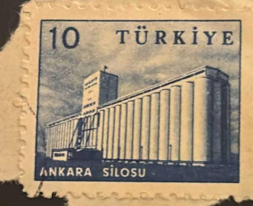Türk Pulu - Turkish Stamp - Mektup Zarfından Kesilmiş / Postadan Geçmiş Pul Filateli - DAMGALI - ANKARA SİLOSU TEMALI PUL,  10 PARA - Türkiye Cumhuriyeti - NOSTALJİK DOĞUM GÜNÜ HEDİYESİ