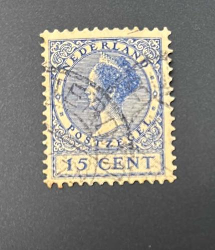 Hollanda Pulu - Nederland Stamp - Postadan Geçmiş Pul Filateli - Damgalı - KRALİÇE WILHELMİNA TEMALI PUL, 15 PARA - YABANCI PULLAR -NOSTALJİK DOĞUM GÜNÜ HEDİYESİ