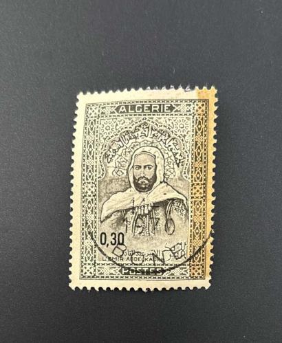 Cezayir Pulu - Algerie Stamp - Postadan Geçmiş Pul Filateli -  Damgalı -  Dini ve Askeri Lider Abdelkader El Djezairi'nin Portresi Temalı Pul , 0.30 PARA - YABANCI PULLAR-NOSTALJİK DOĞUM GÜNÜ HEDİYESİ