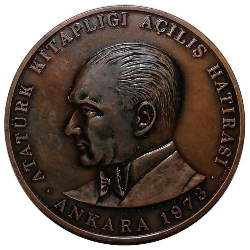 1973 Yılı YAPI KREDİ BANKASI ATATÜRK KİTAPLIĞI AÇILIŞI HATIRASI ANKARA BRONZ MADALYON