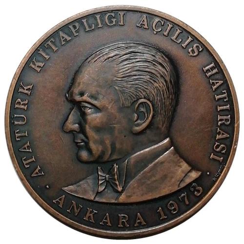 1973 Yılı YAPI KREDİ BANKASI ATATÜRK KİTAPLIĞI AÇILIŞI HATIRASI ANKARA BRONZ MADALYON
