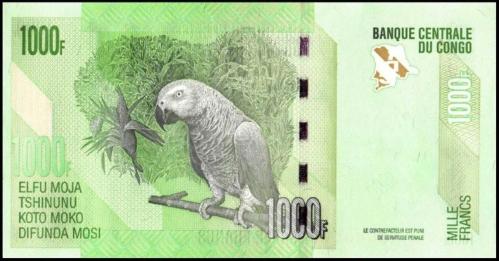 KONGO 1000 FRANK 2022, P#101d, ÇİL, ESKİ YABANCI KAĞIT PARA