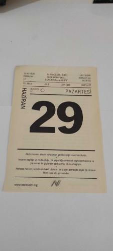 29 Haziran 2015-Orijinal Takvim Yaprağı-Doğum Günü-Söz,Nişan,Nikâh,Düğün ve Önemli Günler Hediyesi-Nesin Vakfı Takvimi-Bizim Eve Amerikalı Misafir Gelecek-Aziz Nesin'in Hangi Parti Kazanacak adlı kitabından.