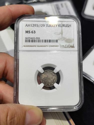 Sultan Abdülhamit 1293/29 Gümüş 1 Kuruş Çil Sertifikalı