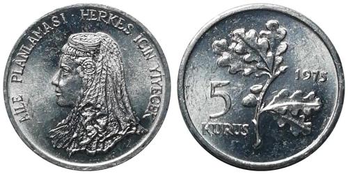 1975 Yılı 5 Kuruş FAO Aile Planlaması ÇİL (+)