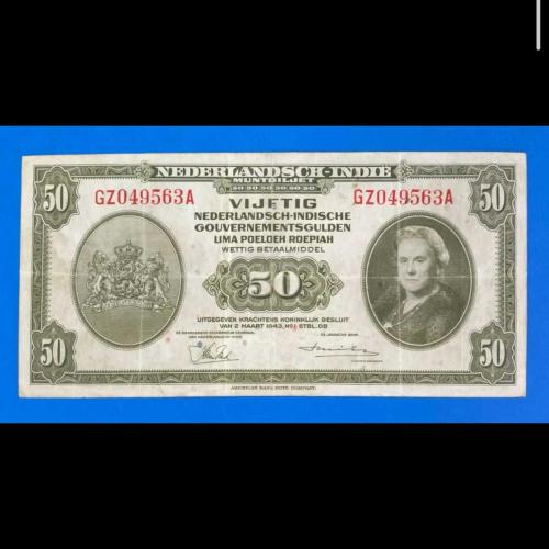 Hollanda Hindistanı 50 gulden 1943 Çt(+)