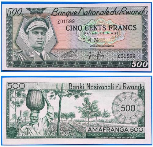 Ruanda 500 frank 1974 Çil