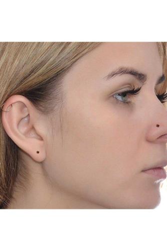 Kahverengi Zirkon Taşlı 3 mm Mıknatıslı Deliksiz Küpe 1 Çift Manyetik Fake Küpe