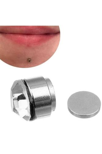 Kahverengi Zirkon Taşlı 3 mm Mıknatıslı Deliksiz Küpe 1 Çift Manyetik Fake Küpe