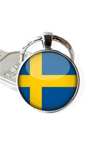 İsveç Sweden Bayrağı Metal Anahtarlık Ülke Temalı Hediyelik