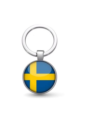 İsveç Sweden Bayrağı Metal Anahtarlık Ülke Temalı Hediyelik