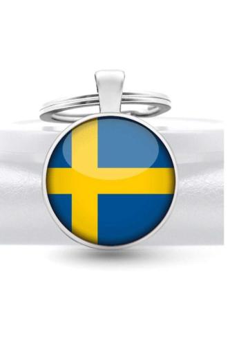 İsveç Sweden Bayrağı Metal Anahtarlık Ülke Temalı Hediyelik