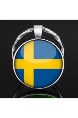 İsveç Sweden Bayrağı Metal Anahtarlık Ülke Temalı Hediyelik