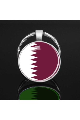 Katar Qatar Bayrağı Metal Anahtarlık Ülke Temalı Hediyelik