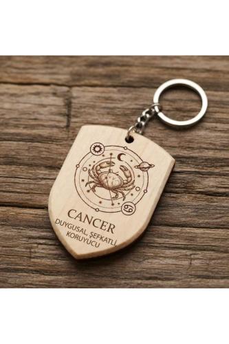 Yengeç Cancer Burcu Ahşap Anahtarlık Takımyıldızı İsim Yazılabilir