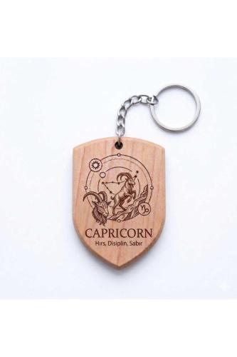 Oğlak Capricorn Burcu Ahşap Anahtarlık Takımyıldızı İsim Yazılabilir
