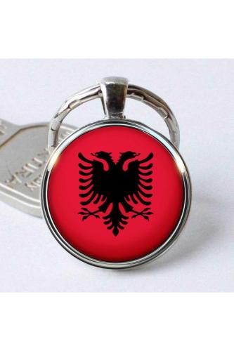 Arnavutluk Albania Bayrağı Metal Anahtarlık Ülke Temalı Hediyelik