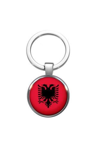 Arnavutluk Albania Bayrağı Metal Anahtarlık Ülke Temalı Hediyelik