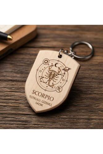 Akrep Scorpio Burcu Ahşap Anahtarlık Takımyıldızı İsim Yazılabilir