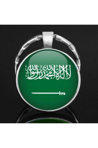 Suudi Arabistan Saudi Arabia Bayrağı Metal Anahtarlık Ülke Temalı Hediyelik