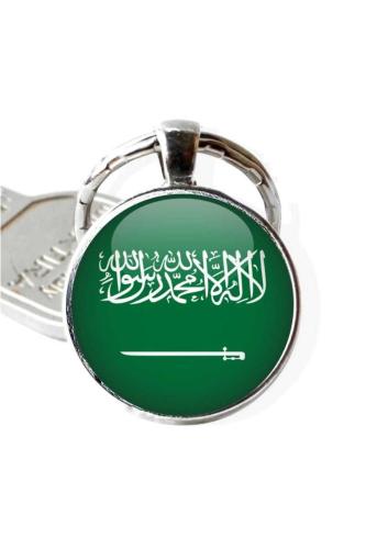 Suudi Arabistan Saudi Arabia Bayrağı Metal Anahtarlık Ülke Temalı Hediyelik
