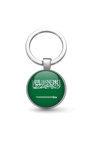Suudi Arabistan Saudi Arabia Bayrağı Metal Anahtarlık Ülke Temalı Hediyelik