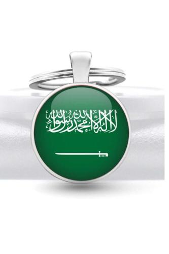 Suudi Arabistan Saudi Arabia Bayrağı Metal Anahtarlık Ülke Temalı Hediyelik