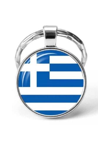 Yunanistan Greece Bayrağı Metal Anahtarlık Ülke Temalı Hediyelik