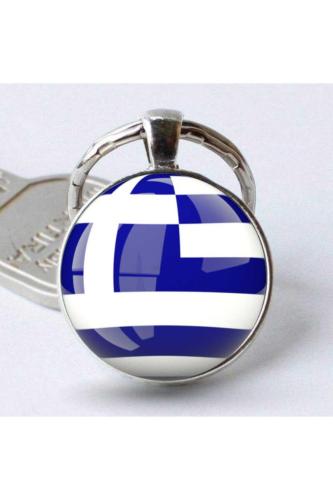 Yunanistan Greece Bayrağı Metal Anahtarlık Ülke Temalı Hediyelik