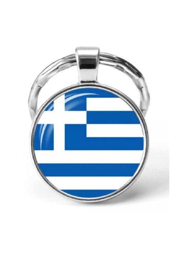 Yunanistan Greece Bayrağı Metal Anahtarlık Ülke Temalı Hediyelik