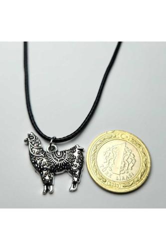 Sevimli Alpaka Kolyesi Gümüş Metal Kolye Lama Deve Hayvan Şirin Ender Figür