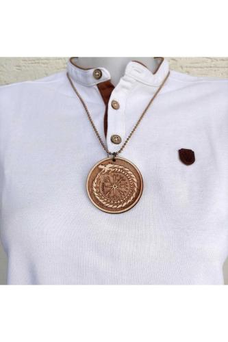 Ouroboros Odin Kuyruğunu Yiyen Ejderha Ahşap Kolye Ucu Rölyef Huş Ahşap 6 cm