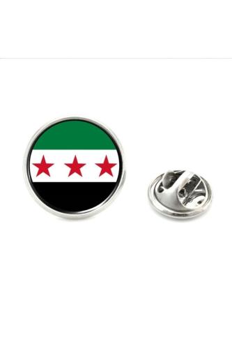Özgür Suriye Syria 3 Yıldızlı Ülke Bayrağı Çelik Pin 3d Yuvarlak Büyüteç Camlı Rozet