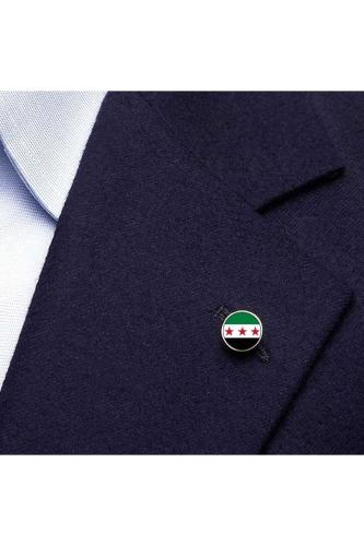 Özgür Suriye Syria 3 Yıldızlı Ülke Bayrağı Çelik Pin 3d Yuvarlak Büyüteç Camlı Rozet
