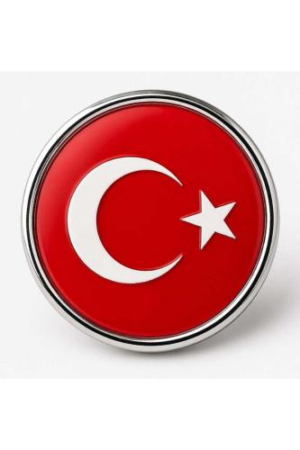 Türkiye (Turkey) Bayrak Rozeti - Paslanmaz Çelik Yuvarlak Yaka Rozeti