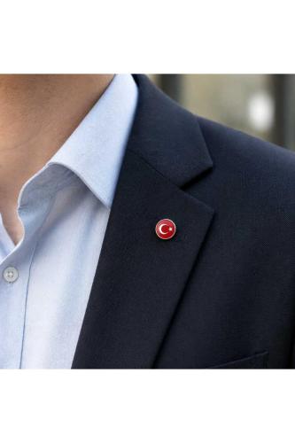 Türkiye (Turkey) Bayrak Rozeti - Paslanmaz Çelik Yuvarlak Yaka Rozeti